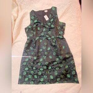 J. Crew Dark Dress with Green Floral Pattern